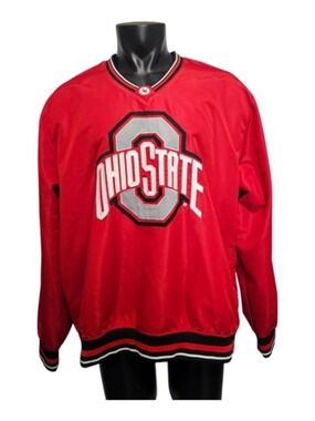 Ohio State Buckeyes Pullover Windbreaker Jacket Red Gray Mens Size XXL